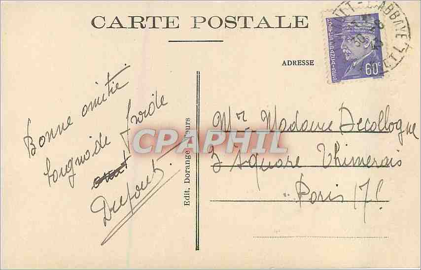 CPA Fontevrault M et L L'Abbaye  — Rückseite