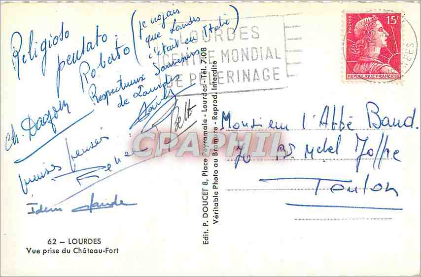 CPM Lourdes Vue prise du Chateau Fort  — Verso