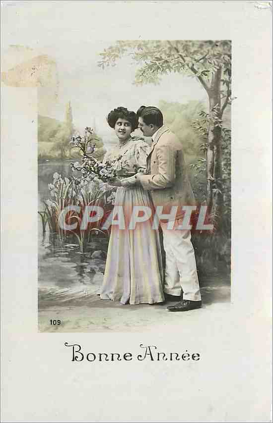 CPA Bonne Annee Femme