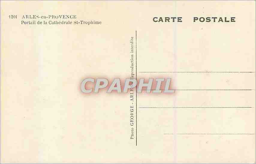 CPA Arles en Provence Portail de la Cathedrale St Trophime  — Rückseite