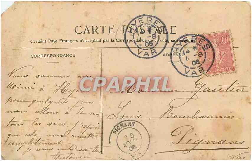 Hyères - Casernes - Entrée principale — La Côte d'Azur — P. Helmlinger & Cie, Imp. Phot. Nancy, n° 138 — Verso