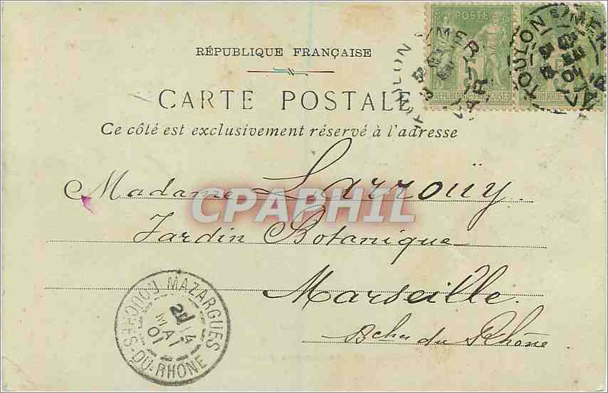 CPA Toulon La Carre du Port (carte 1900) — Verso