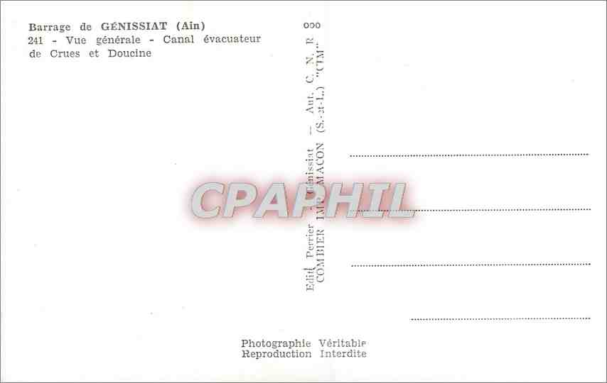 CPM Barrage de Genissiat Ain Vue generale  — Rückseite