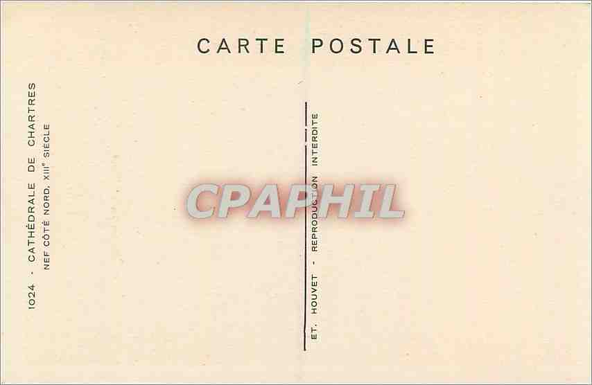 CPA Cathedrale de Chartres Nef Cote Nord XIII siecle  — Rückseite