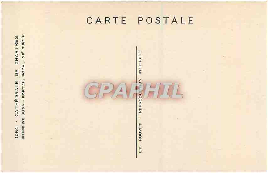 CPA Cathedrale de Chartres Reine de Juda Portail Royal XII siecle  — Rückseite