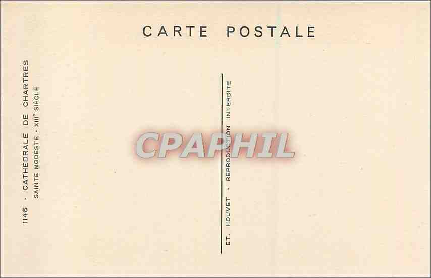 CPA Cathedrale de Chartres Sainte Modeste XIII siecle  — Verso