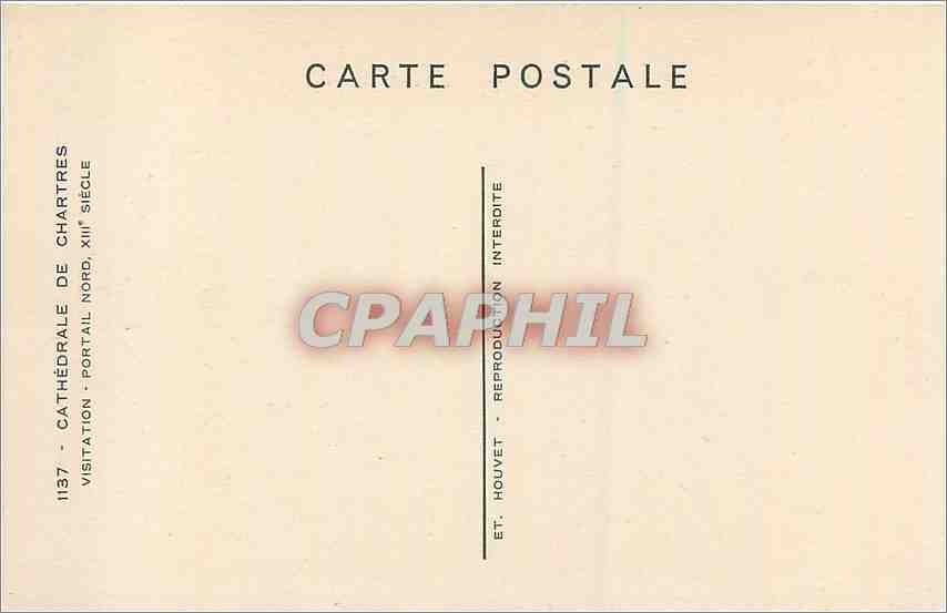 CPA Cathedrale de Chartres Visitation Portail Nord XIII siecle  — Rückseite