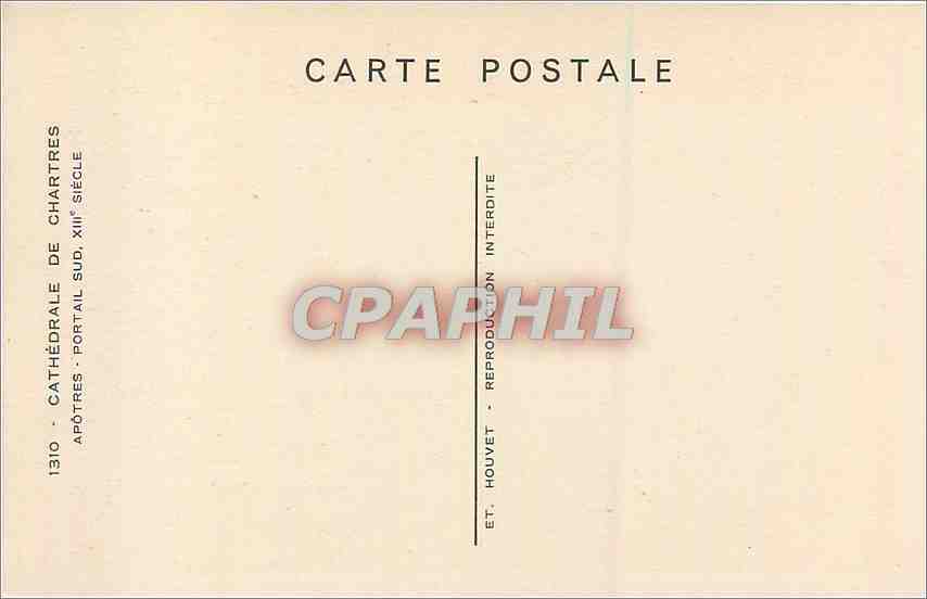 CPA Cathedrale de Chartres Apotres Portail sud XIII siecle  — Rückseite