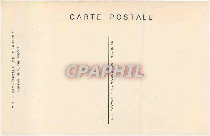 CPA Cathedrale de Chartres Portail sud XIII siecle  — Rückseite