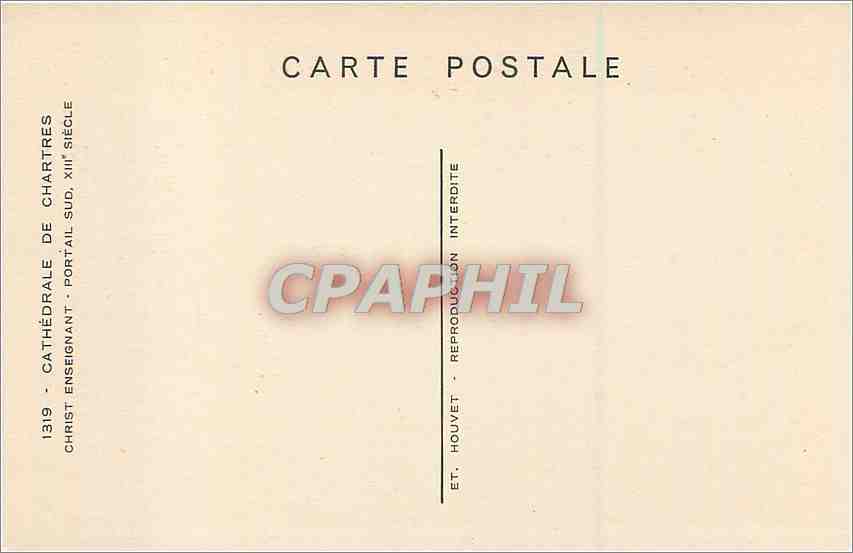 CPA Cathedrale de Chartres Christ Enseignant Portail sud XIII siecle  — Verso