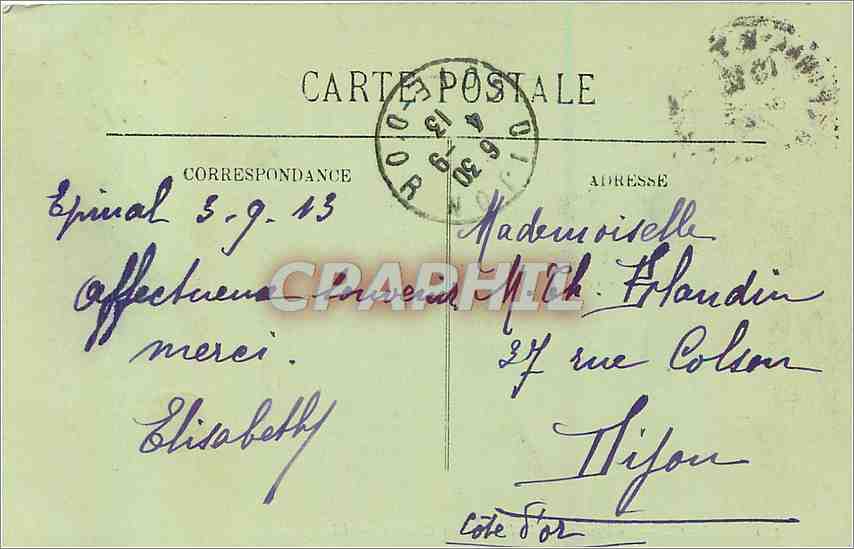CPA Epinal Le Parc vu de la Terrasse du Chateau  — Rückseite