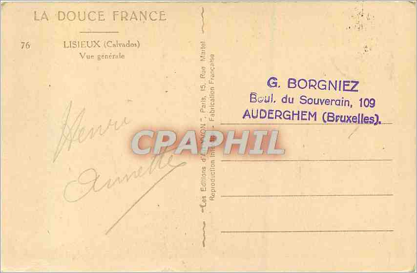 CPA Lisieux Calvados Vue generale  — Rückseite