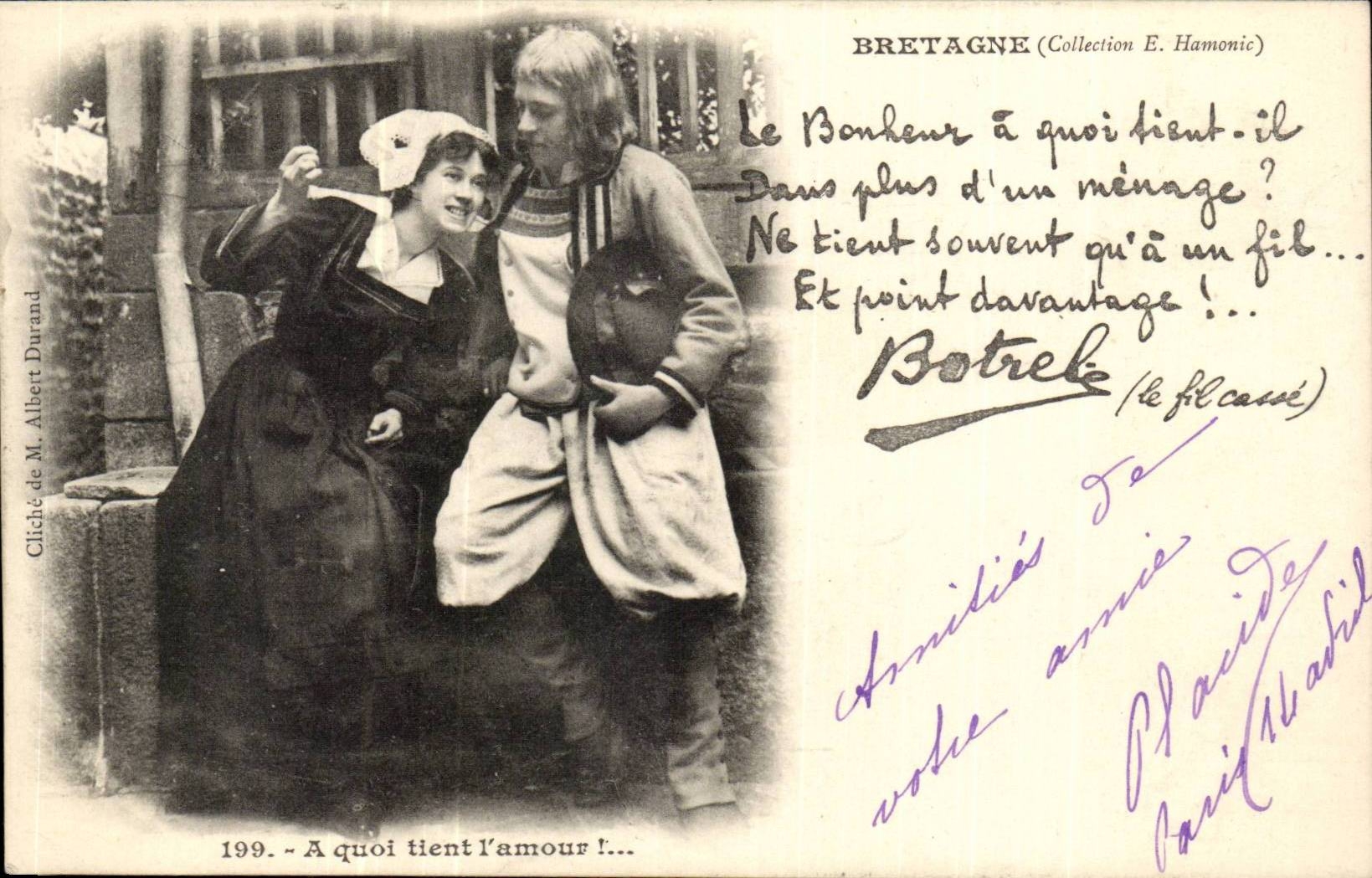 Bretagne- A quoi tient l'amour! -CPA Botrel