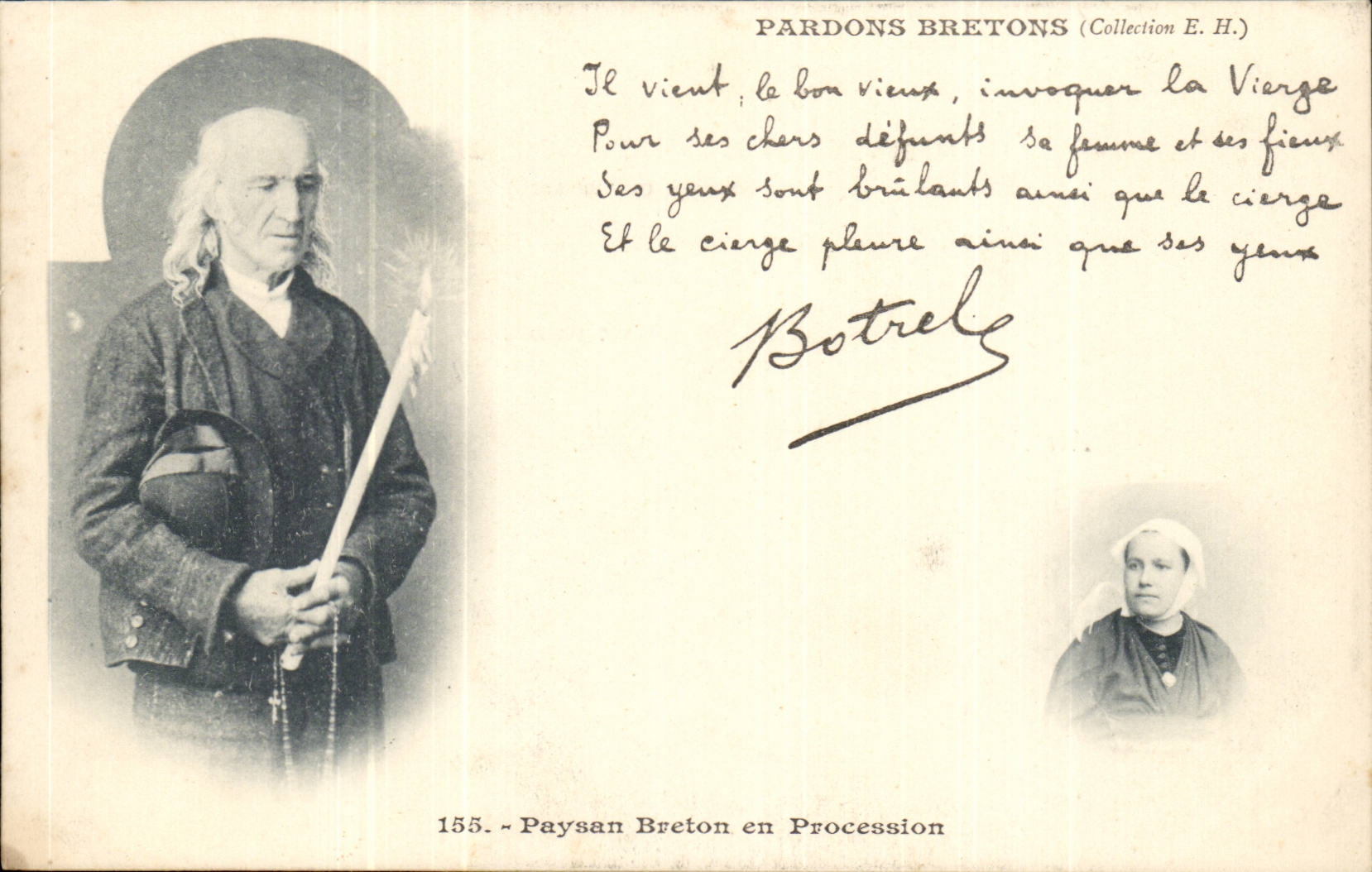 Bretagne- Folklore Paysan breton en procession CPA Botrel