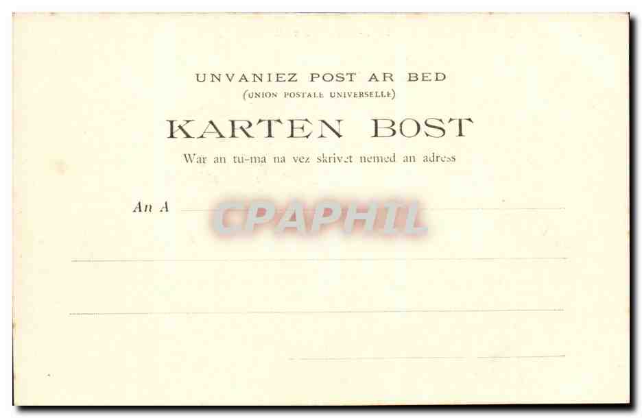 Bretagne- M et Mme Botzel au pied du Calvaire de Port Blanc -CPA Botrel — Verso