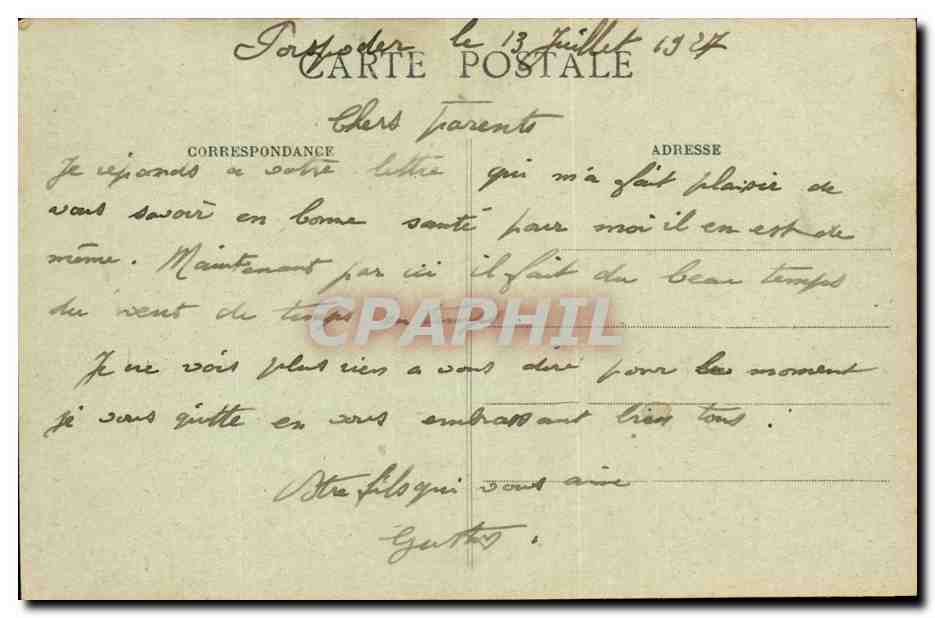 Bretagne- Porspoder (Finistere) Costumes de Fete-CPA — Verso