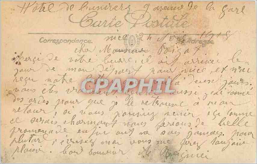CPA Nice Les Jardins et le Casino  — Rückseite