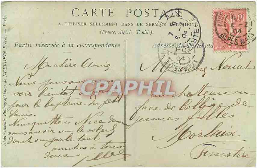 CPA Nice La Jetee Promenade et le Pont des Anges  — Verso