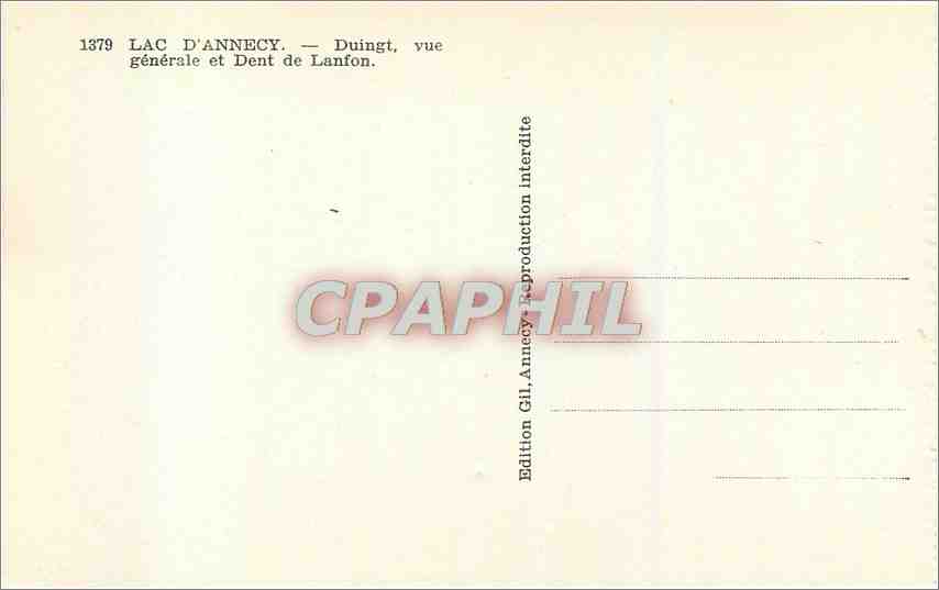 CPA Lac d'Annecy Duingt vue generale et Dent de Lanfon  — Rückseite