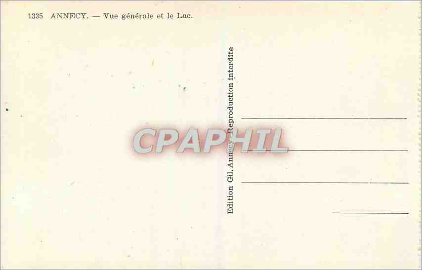 CPA Annecy Vue generale et le Lac  — Verso