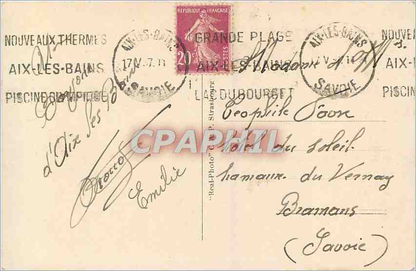 CPA Aix les Bains Le Parc et le palais des Sources  — Rückseite