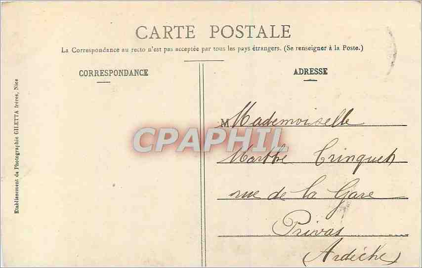 CPA Nice Jetee Promenade par un coup de mer  — Rückseite