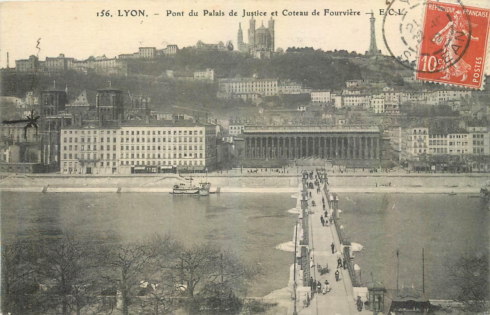 LYON. — Pont du Palais de Justice et Coteau de Fourvière — E.C.L. n°156