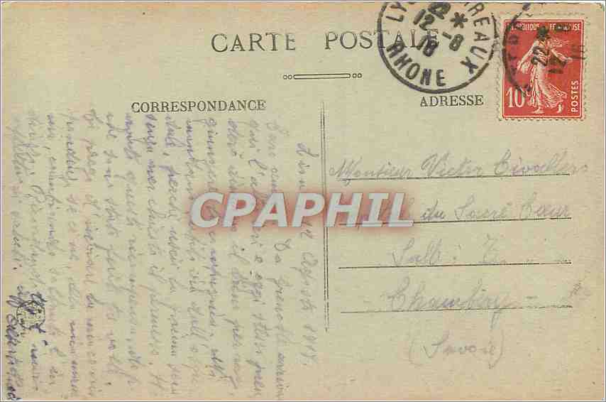 CPA Lyon Gare de Perrache et Hotel Terminus  — Verso