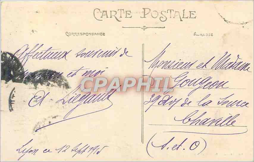 CPA Lyon Place du Pont Cours Gambetta et Cours de la Liberte Tramway — Verso