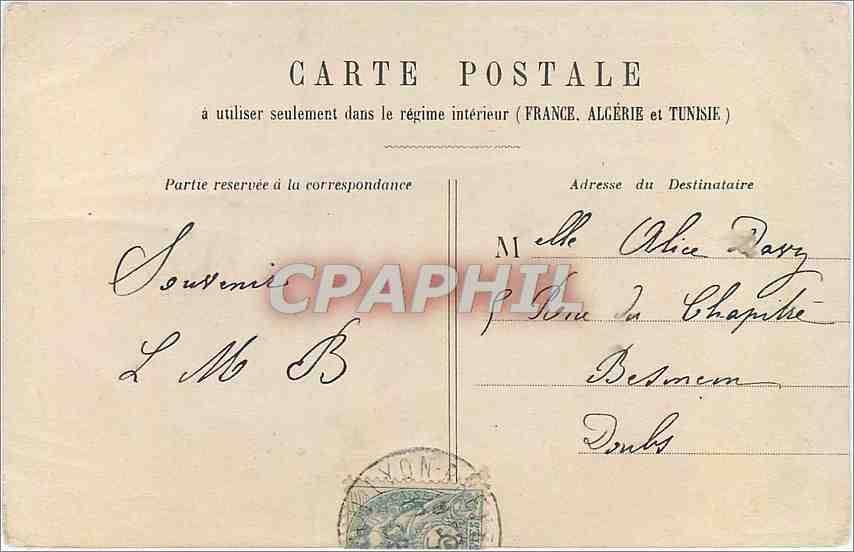 CPA Lyon Place Bellecour Hotel des Postes  — Verso