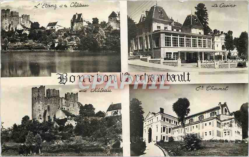 CPM Bourbon l'Archambault L'etang et le château Le casino Et thermal