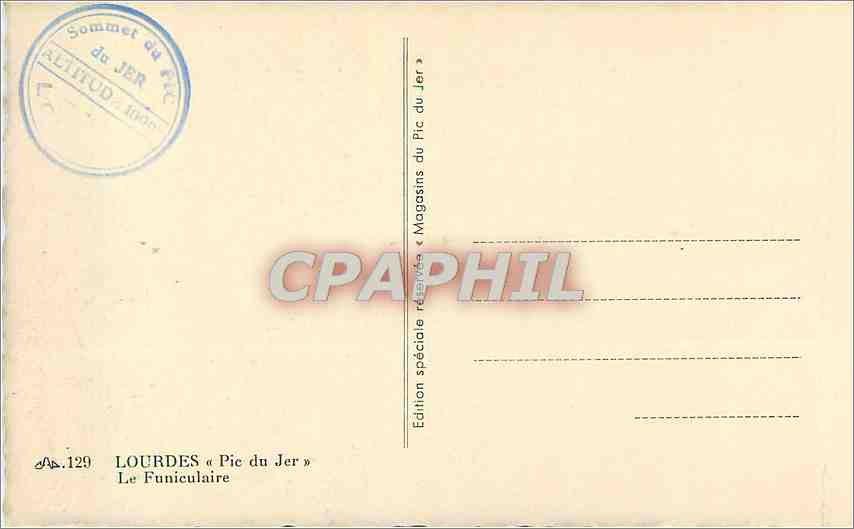 CPA Lourdes Pic du Jer Le Funiculaire  — Verso