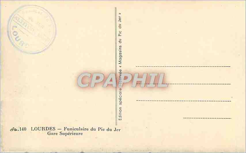 CPA Lourdes Funiculaire du Pic du Jer Gare Superieure  — Verso