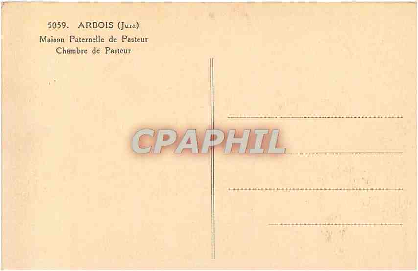 CPA Arbois Jura Maison Paternelle de Pasteur  — Back
