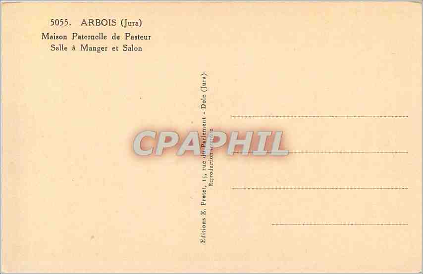 CPA Arbois Jura Maison Paternelle de Pasteur Salle a Manger et Salon  — Back