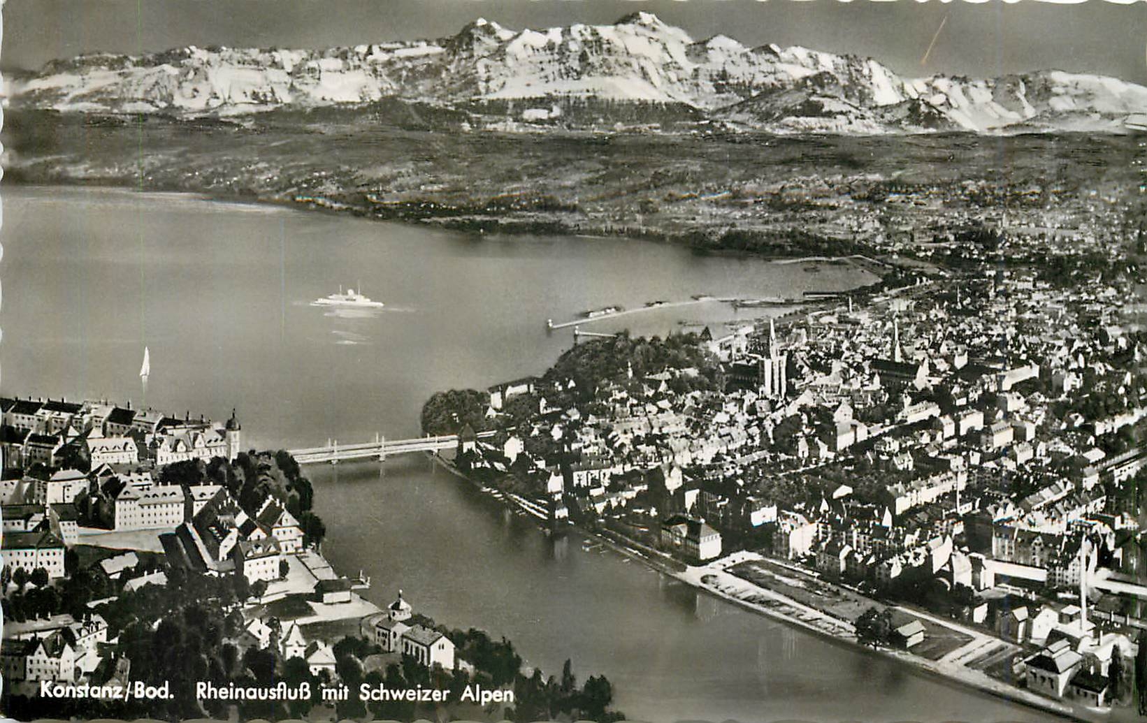CPM Konstanz Bod Rheinausfluss mit Schweizer Alpen 