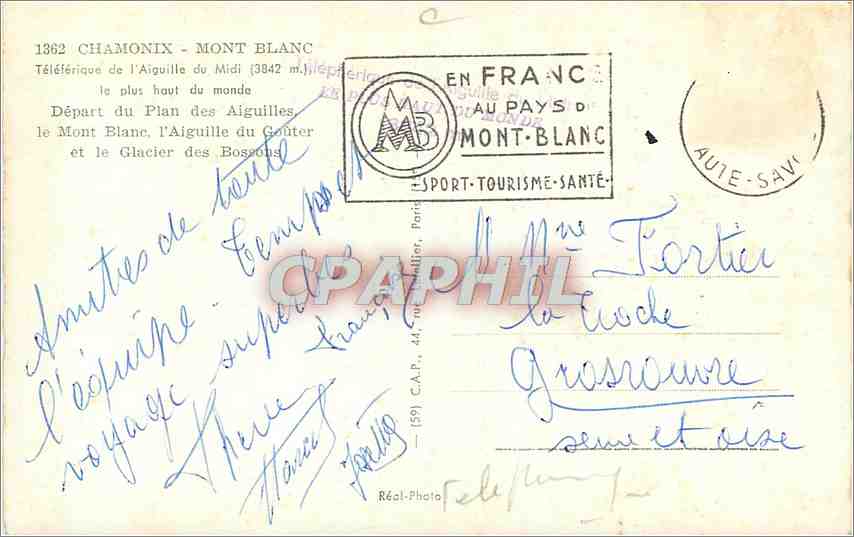 CPA Chamonix Mont Blanc Teleferique — Verso