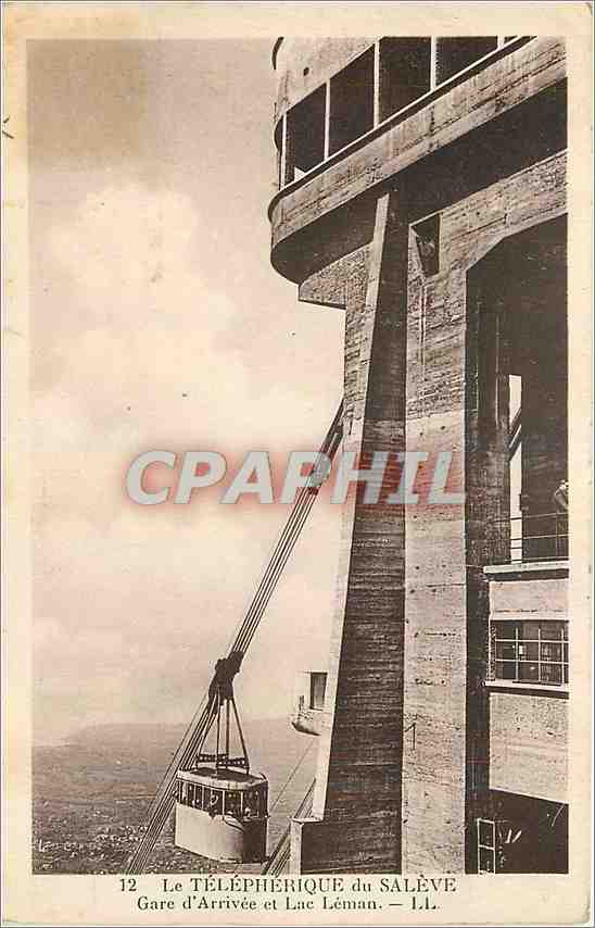 CPA Le Telepherique du Saleve Gare d'Arrivee et Lac Leman 