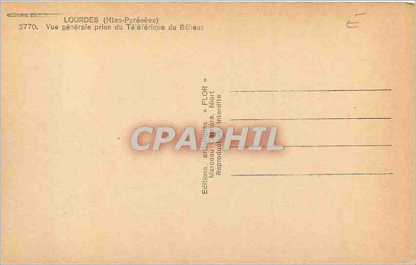 CPA Lourdes Htes Pyrenees Vue generale prise du Teleferique du Beheut  — Verso