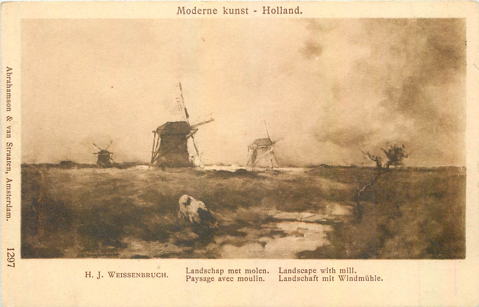 CPA Moderne kunst Holland HJ Weissenbruch Moulins a vent