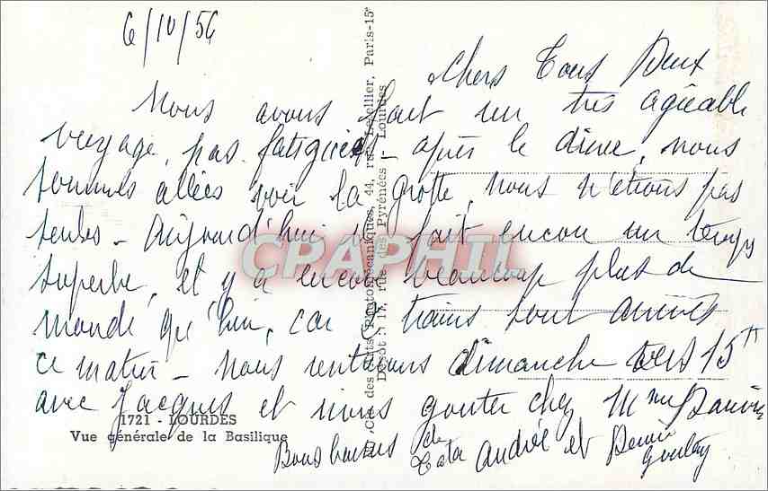 CPM Lourdes Vue generale de la Basilique  — Verso