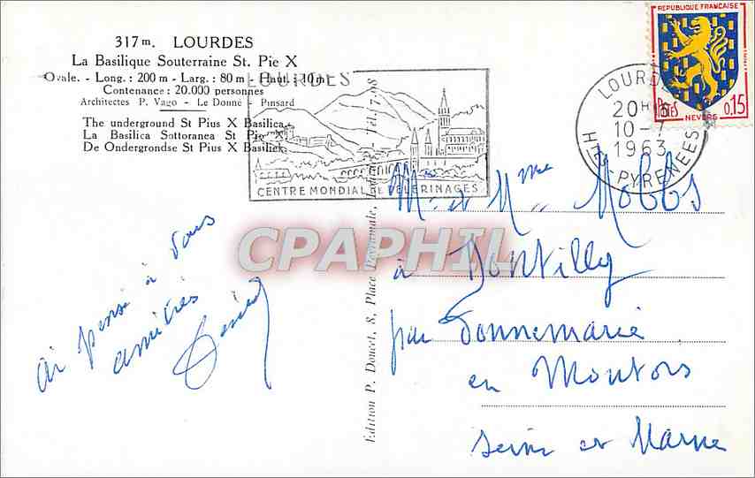 CPM Lourdes La Basilique Souterraine St Pie X  — Verso