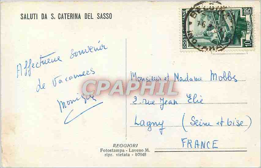 CPA S Caterina del Sasso Lago Maggiore  — Verso