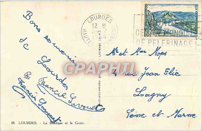 CPM Lourdes La Basilique et la Grotte  — Verso
