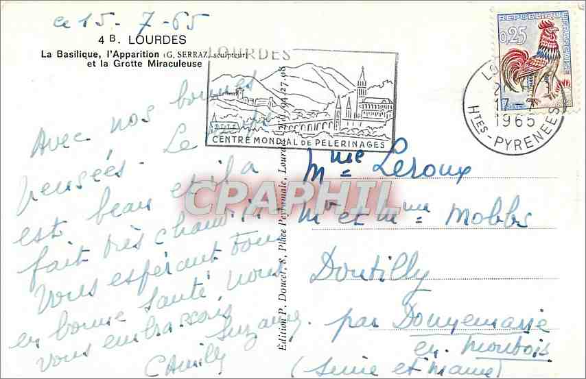 CPA Lourdes La Basilique l'Apparition et la Grotte Miraculeuse  — Verso