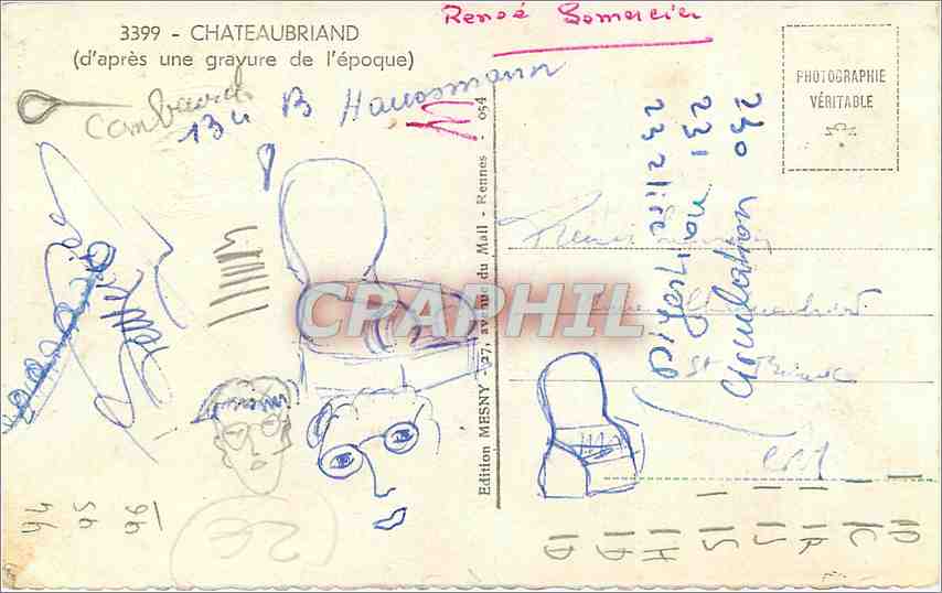 CPA Chateaubriand d'Apres une gravure de l'epoque  — Rückseite
