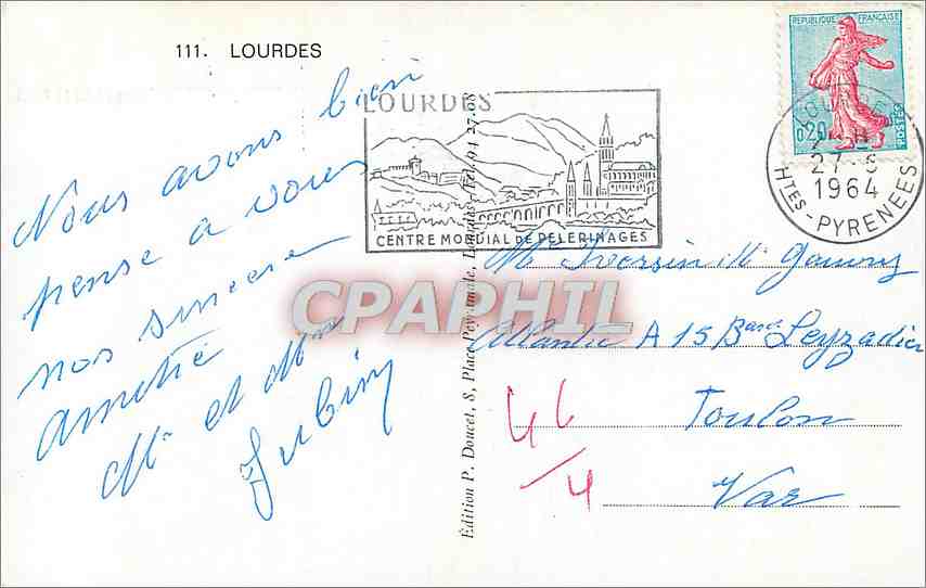 CPA A la Grotte de Lourdes  — Verso