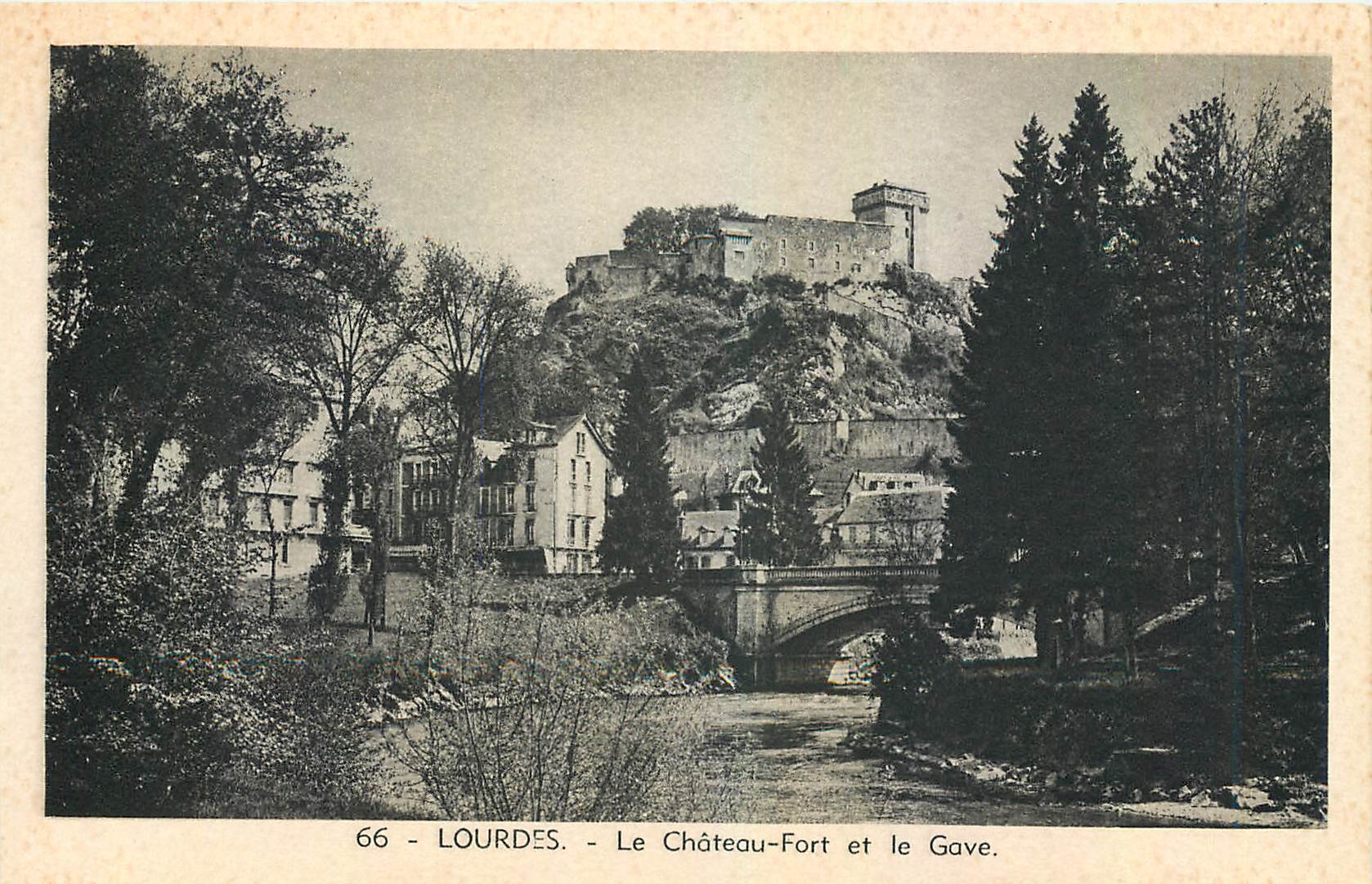 CPA Lourdes Le Chateau Fort et le Gave 