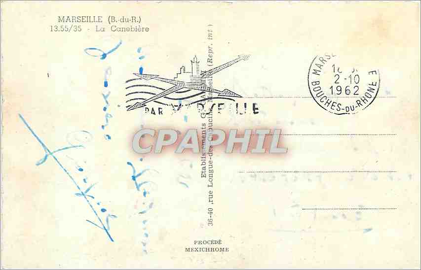 CPM Marseille B du R La Canebiere  — Verso