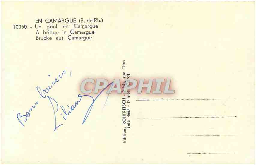 CPM En Camargue B de Rh Un pont et Camargue Cheval — Verso